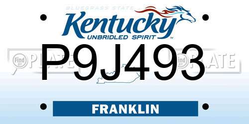P9J493 Kentucky License Plate