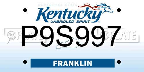 P9S997 Kentucky License Plate