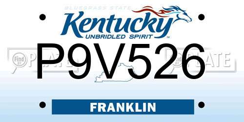 P9V526 Kentucky License Plate