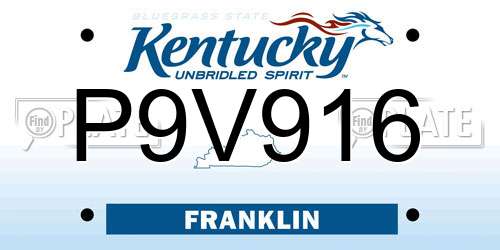 P9V916 Kentucky License Plate