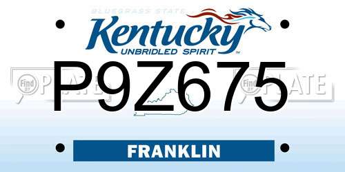 P9Z675 Kentucky License Plate