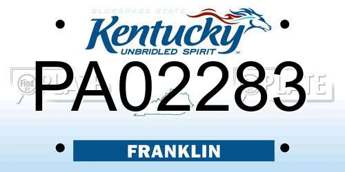 PA02283 Kentucky License Plate