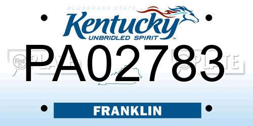 PA02783 Kentucky License Plate