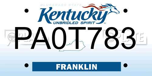 PA0T783 Kentucky License Plate