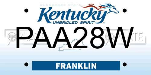 PAA28W Kentucky License Plate