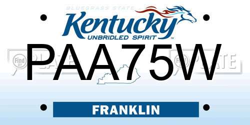 PAA75W Kentucky License Plate