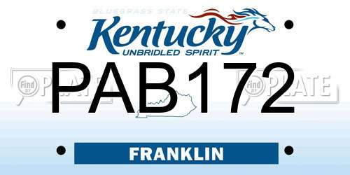 PAB172 Kentucky License Plate