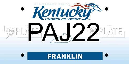 PAJ22 Kentucky License Plate