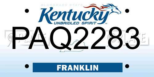 PAQ2283 Kentucky License Plate