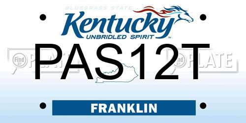 PAS12T Kentucky License Plate