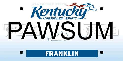 PAWSUM Kentucky License Plate