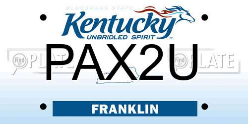 PAX2U Kentucky License Plate