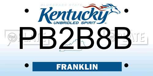 PB2B8B Kentucky License Plate