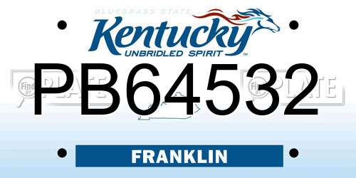 PB64532 Kentucky License Plate
