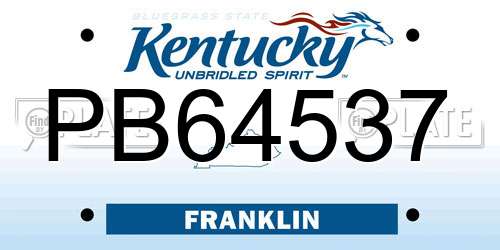 PB64537 Kentucky License Plate