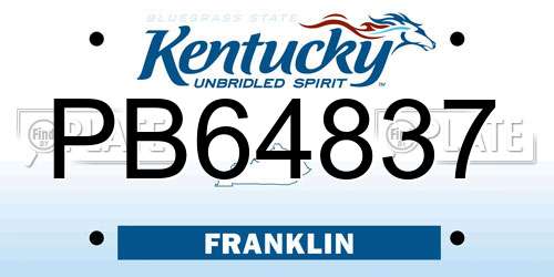PB64837 Kentucky License Plate