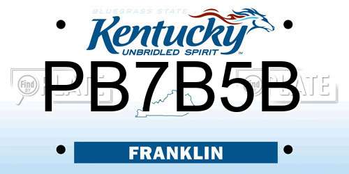 PB7B5B Kentucky License Plate