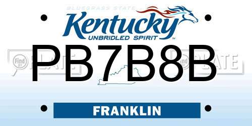 PB7B8B Kentucky License Plate