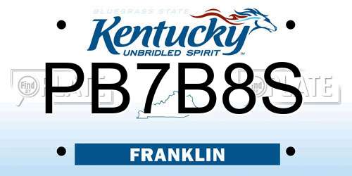 PB7B8S Kentucky License Plate