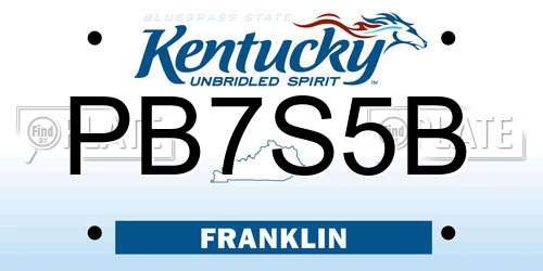 PB7S5B Kentucky License Plate