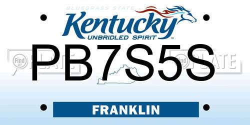 PB7S5S Kentucky License Plate