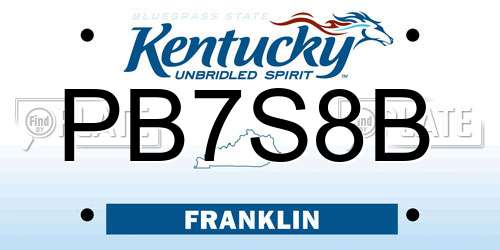PB7S8B Kentucky License Plate