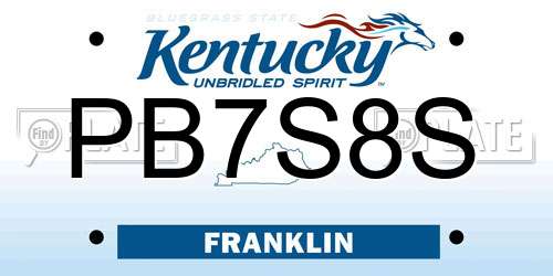 PB7S8S Kentucky License Plate