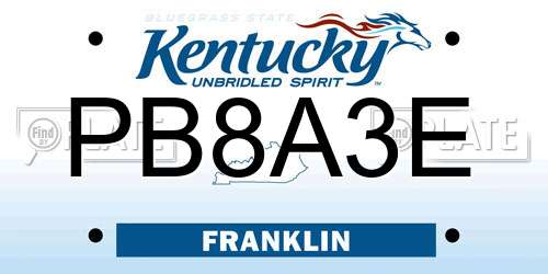 PB8A3E Kentucky License Plate
