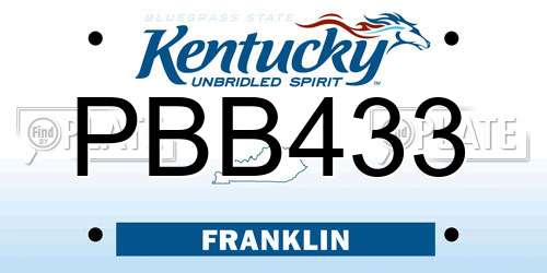 PBB433 Kentucky License Plate