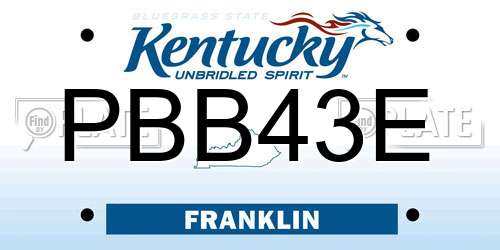 PBB43E Kentucky License Plate