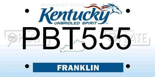 PBT555 Kentucky License Plate