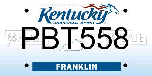 PBT558 Kentucky License Plate