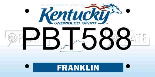 PBT588 Kentucky License Plate