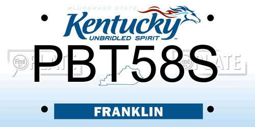 PBT58S Kentucky License Plate