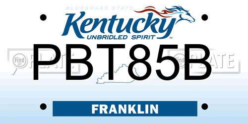 PBT85B Kentucky License Plate