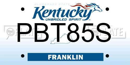 PBT85S Kentucky License Plate