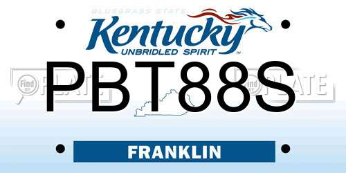 PBT88S Kentucky License Plate