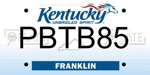 PBTB85 Kentucky License Plate