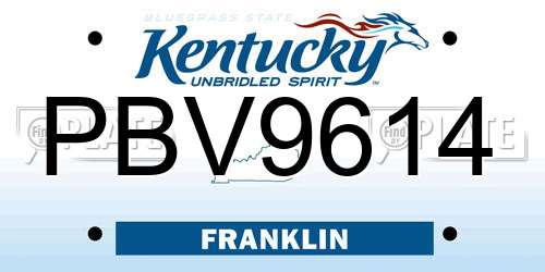 PBV9614 Kentucky License Plate