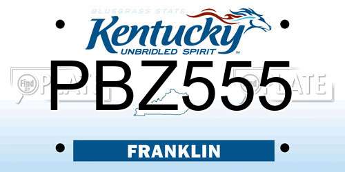 PBZ555 Kentucky License Plate