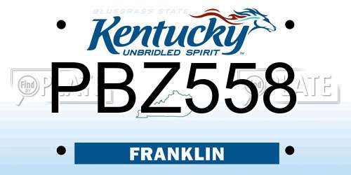 PBZ558 Kentucky License Plate