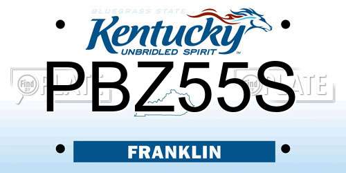 PBZ55S Kentucky License Plate