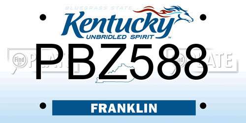 PBZ588 Kentucky License Plate