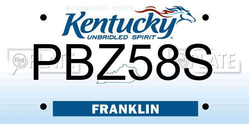 PBZ58S Kentucky License Plate