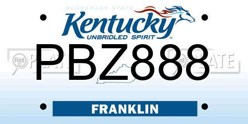 PBZ888 Kentucky License Plate