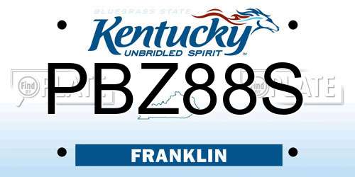 PBZ88S Kentucky License Plate