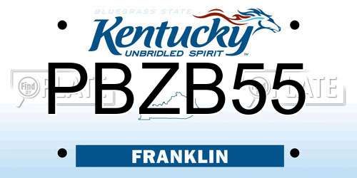 PBZB55 Kentucky License Plate