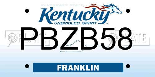 PBZB58 Kentucky License Plate