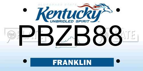 PBZB88 Kentucky License Plate