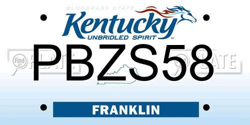 PBZS58 Kentucky License Plate